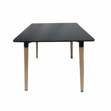 Vividitto - Square Cafe Table with Wooden Legs 80x80cm - Black