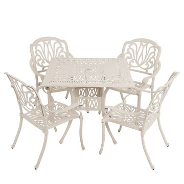 4 Seater - Protea Aluminium Patio Set / Garden Furniture / Outdoor Dining Set    (4 Protea Chairs with 90cm x 90cm Square Elizabeth Table) - SAND