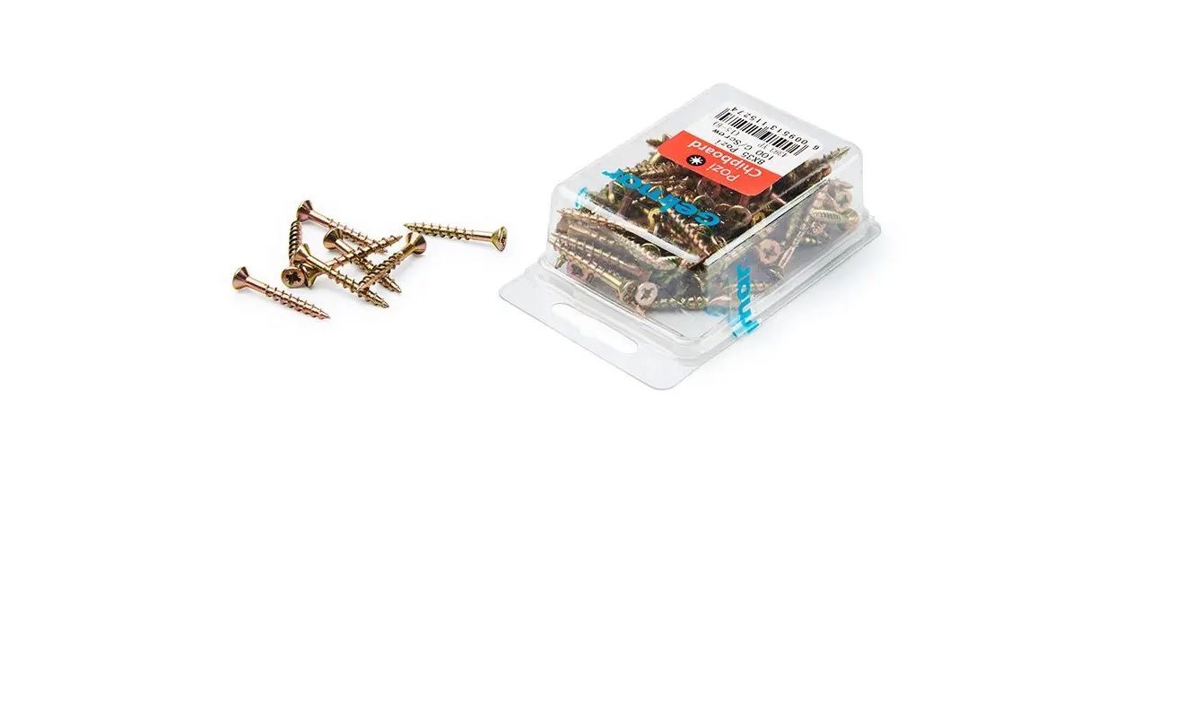 Chipboard Screws, Pozi, No.8, 4mm x 35mm, 100 Pieces (4 pack) BY WOODLY