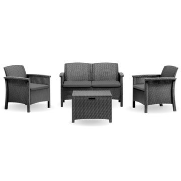 ECONOFURN Bica Venezia 4 Piece Rattan Patio Set - Graphite