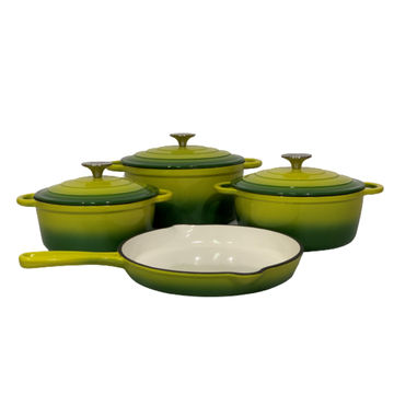 Pot set 7 Piece Cast Iron Grooved Lid - Kitchen Essentials
