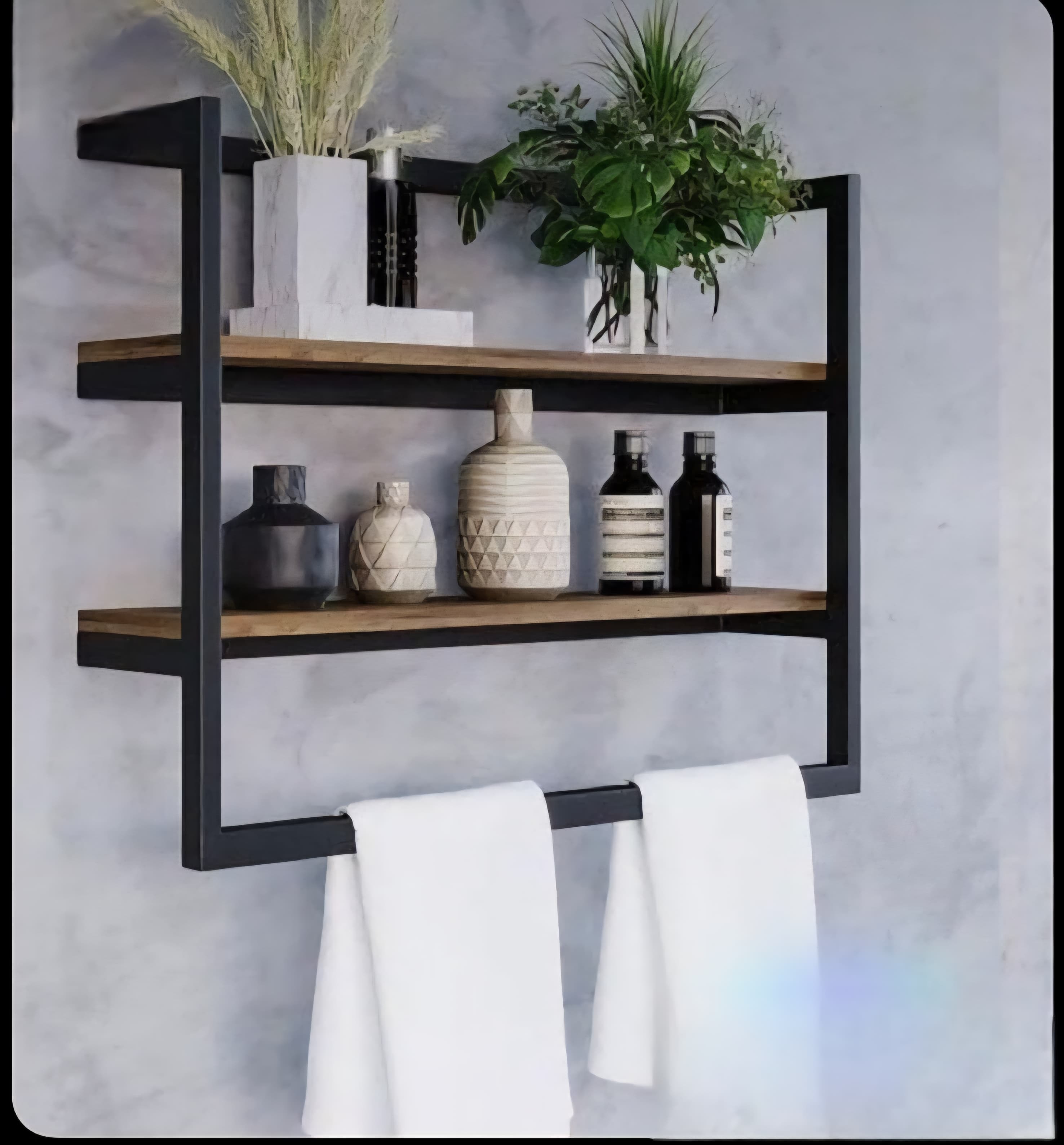 LuxeLine Floating Shelf – Black & BrookHill