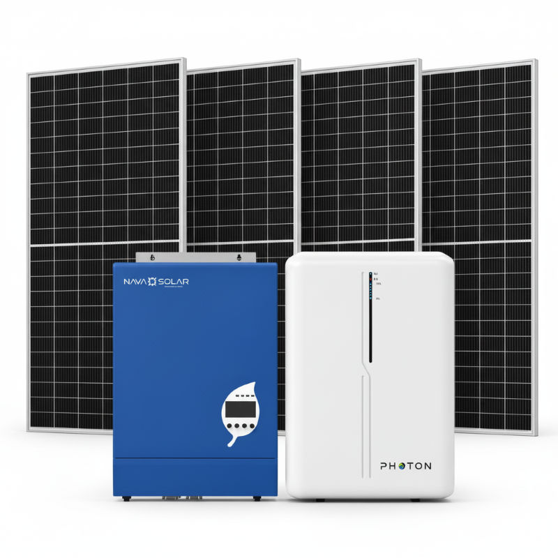 Navasolar 5kW Inverter 48V 5.12kWh Photon Lithium Battery 4 x 550W Solar Panels Solar Power System