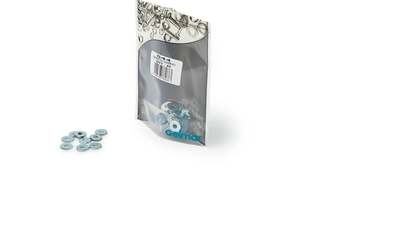 Flat Washers, Pop Rivet, M4 x 12mm, 40 Pieces (4 pack) BY WOODLY
