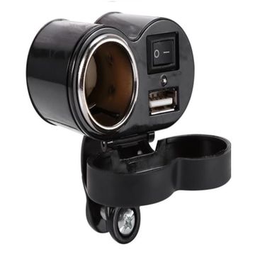 Motorcycle handlebar USB charger &amp; 12V cigarette lighter