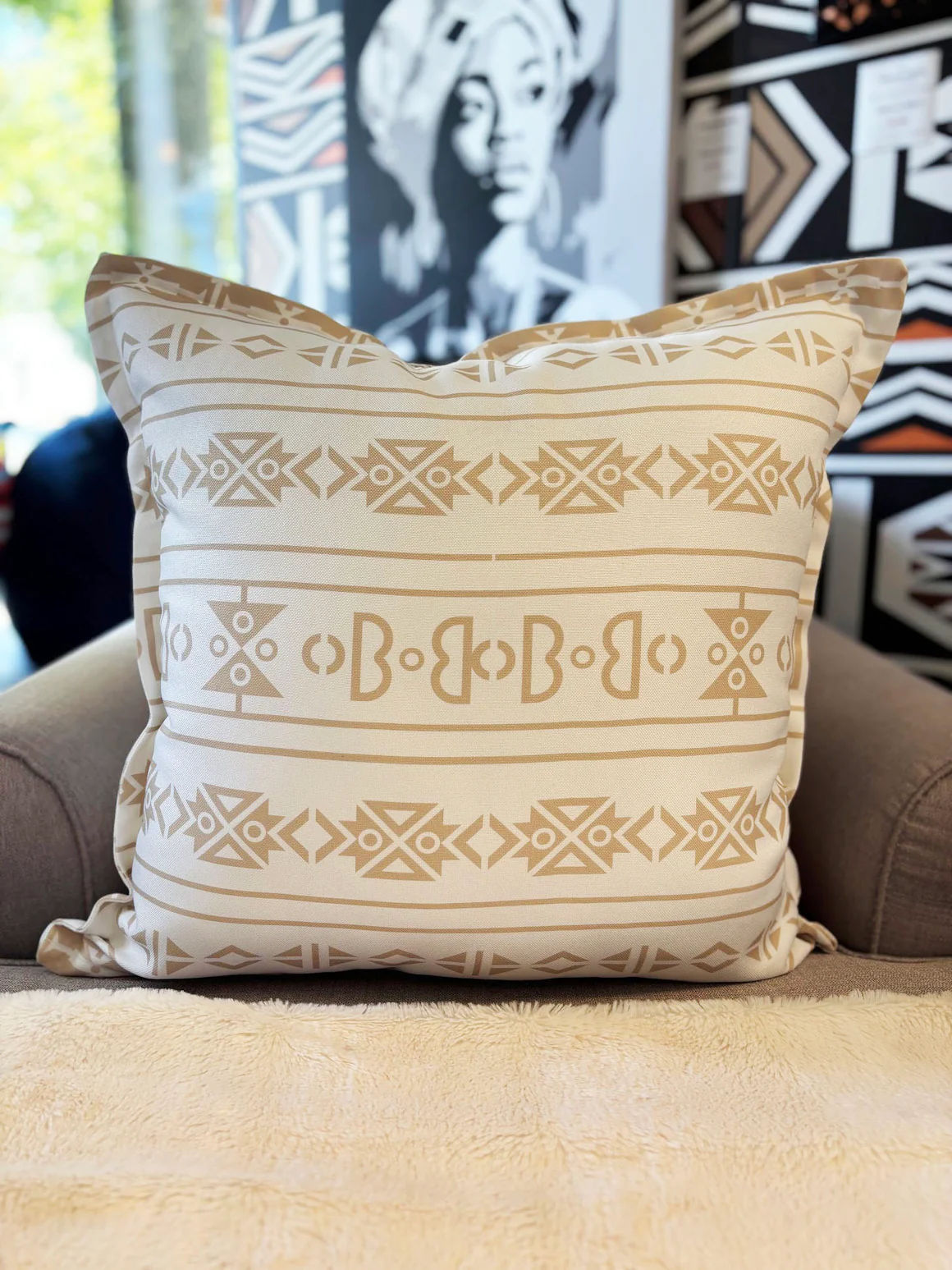 MoTSO DeSIGNED African Print Sepedi-Inspired Cushion Beige