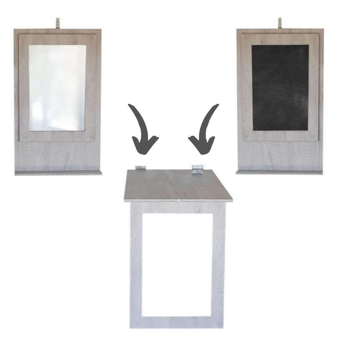 SpaceSave Fold Up Wall Mounted Desk Combo 100X60cm - Wood Marble