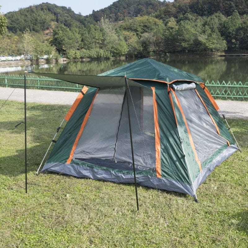 087-1 Large Square Dark Green Tent – Waterproof Camping Tent with Floor-to-Ceiling Windows
