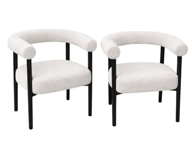 Ziyane Teddy Minimalist Chairs Set of 2- Light Grey