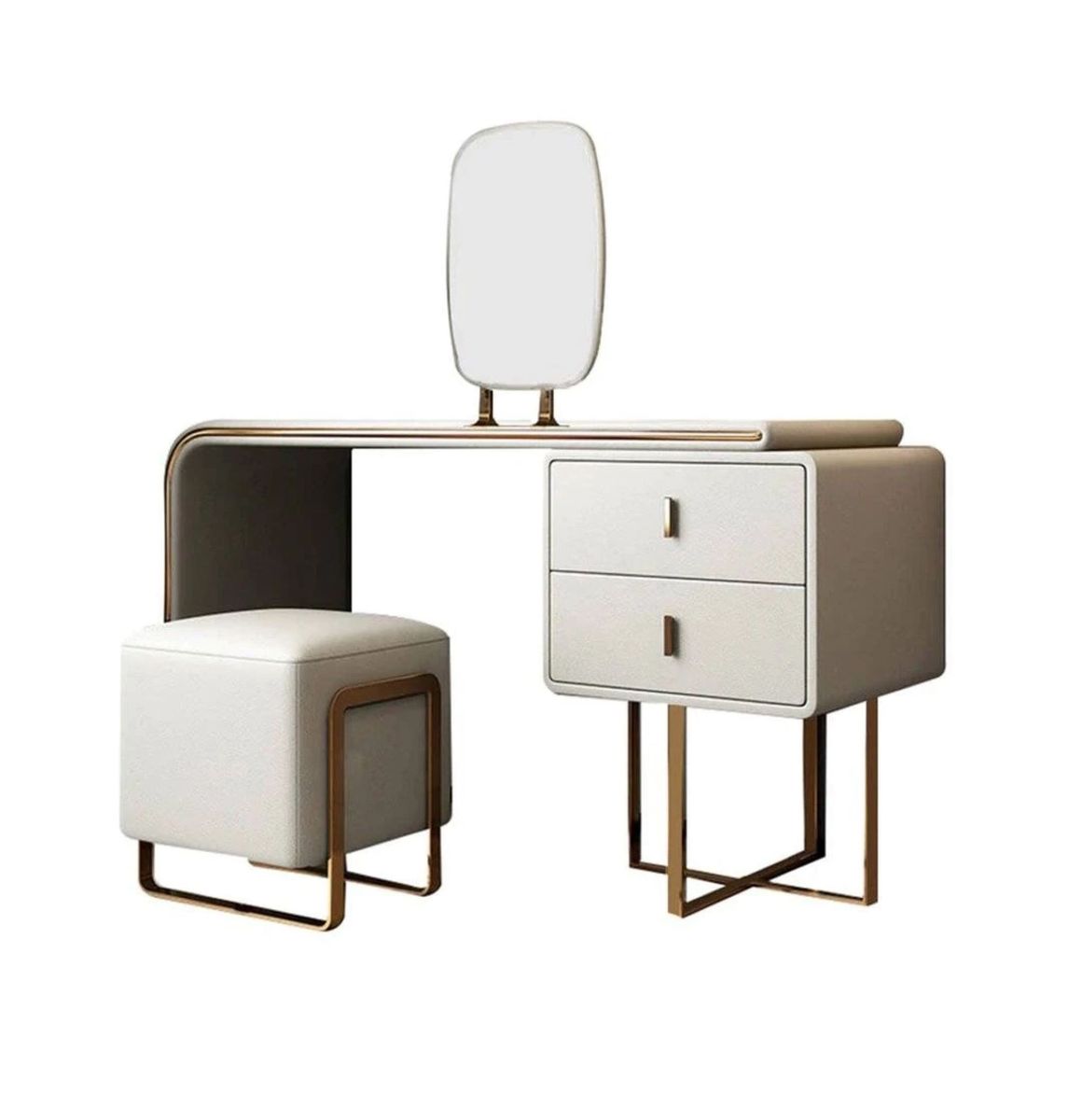 Cream White Plywood 2 Drawer Dresser