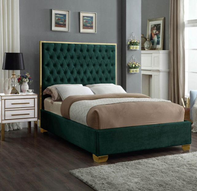 Lucasta Sleigh Bed King -Green