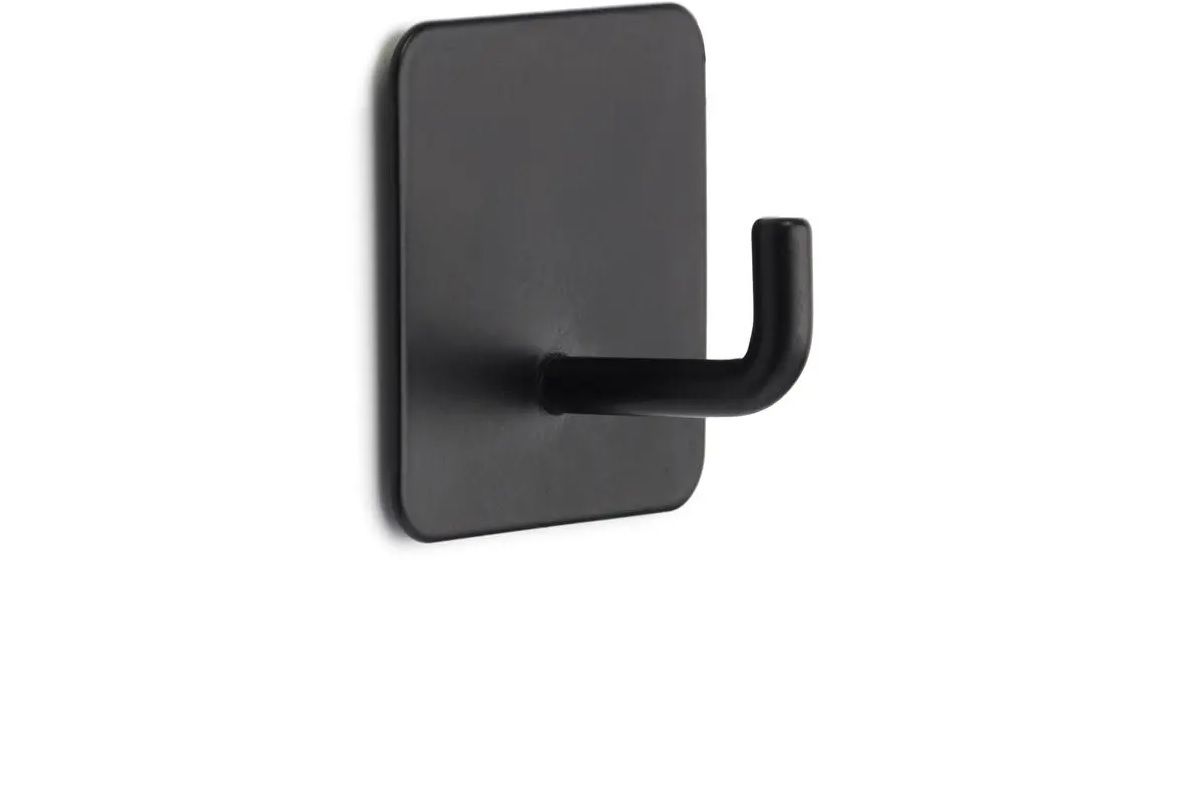 Square Hooks, Black, D/S Tape, 3 Pieces (4 pack) BY WOODLY