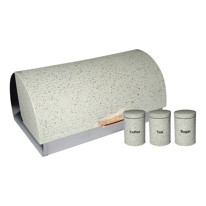 Dotted Bread Bin  with 3Pcs Canister Set - Cream