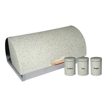 Dotted Bread Bin  with 3Pcs Canister Set - Cream