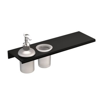 AURA MATT BLACK - LOTION DISPENSER + TUMBLER SHELF
