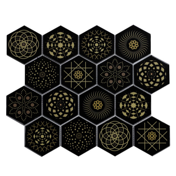 Mosaic Tile - Glass Black Universe 340x280 (per sheet)