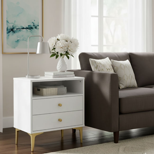 QandAHome-The Halo Cube 2-Drawer Night Stand