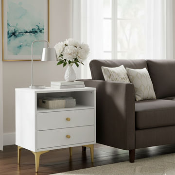 QandAHome-The Halo Cube 2-Drawer Night Stand