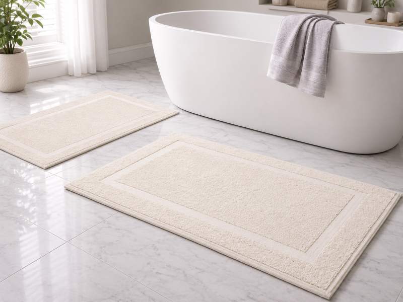 Plush 750GSM - Bath Mat - 050x080cm - Bright White(2pc Pack)