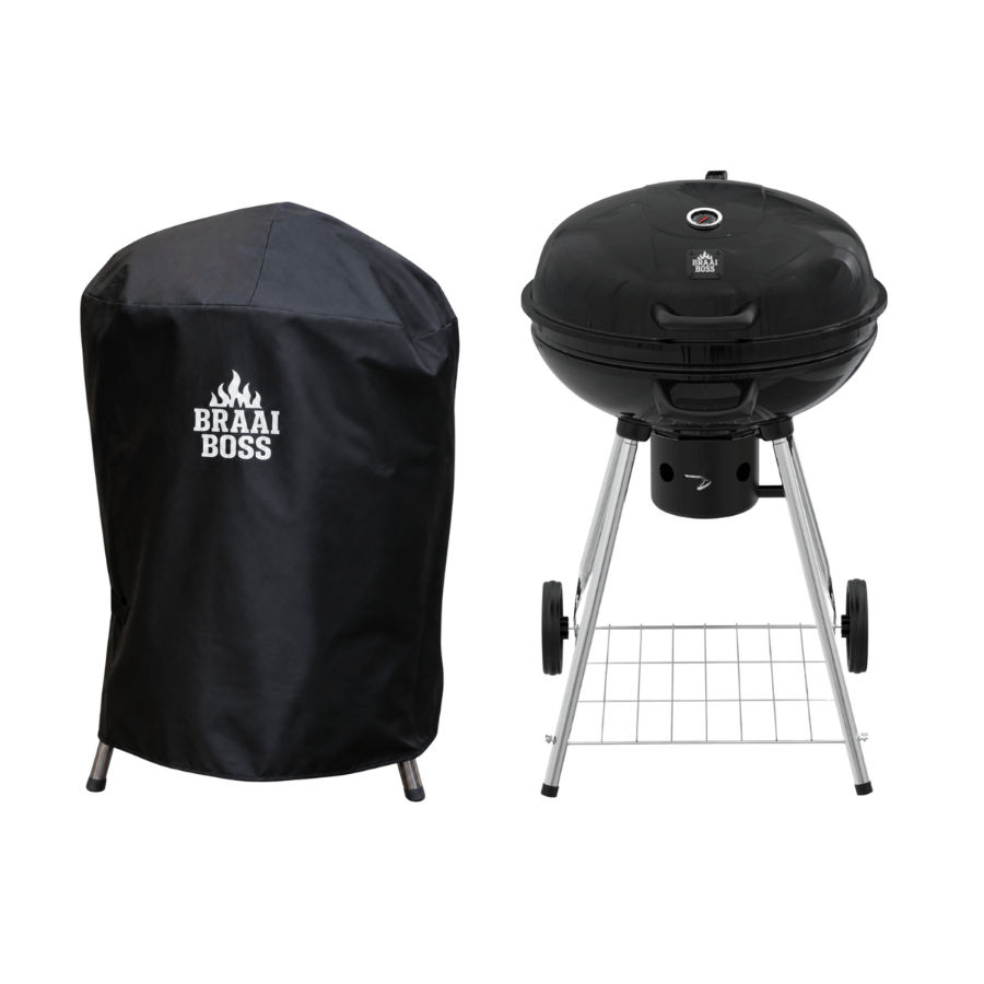 BraaiBoss 57cm Charcoal Kettle Braai with Hinged Lid & Protective Cover