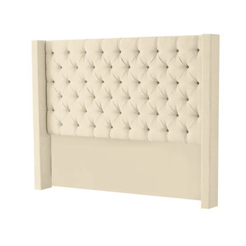 Hena Tufted Wingback Velvet Headboard - Cream - Single