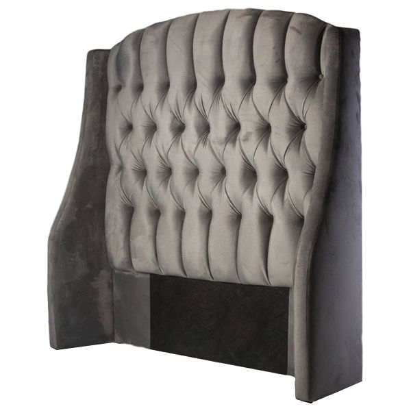 Lifestyle Home Rounded Arch Deep Button Winged Headboard - Grey Velvet- King