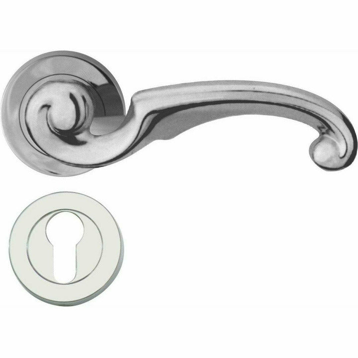 Solid brass twirled lever handle on rose