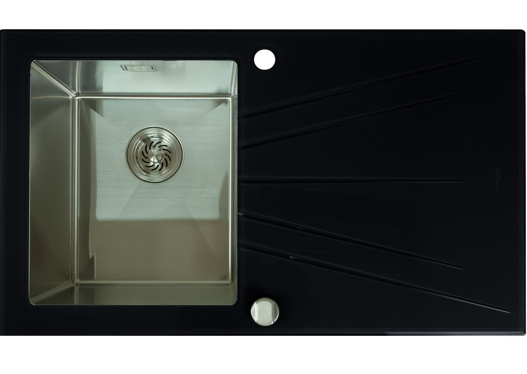Alva Large Bowl Glass Kitchen Sink Black - Silver