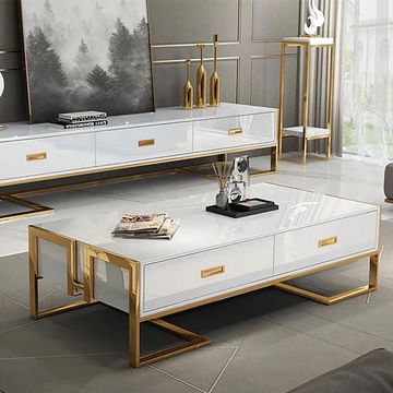 High gloss luxury tv stand & coffee table set Black