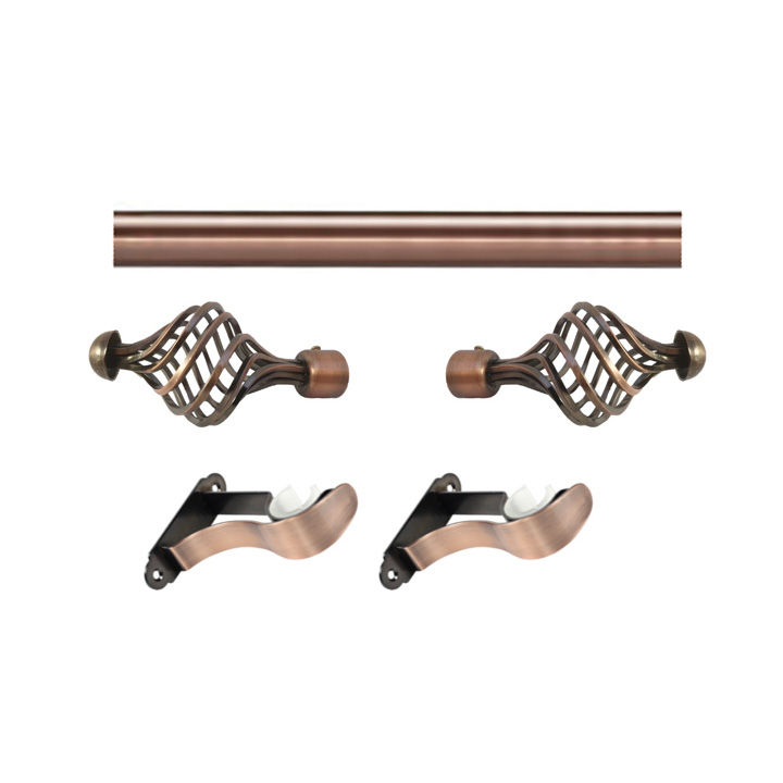Matoc 28mm Single Pole Set - Swirl Finials - Antique Copper - 1.5m