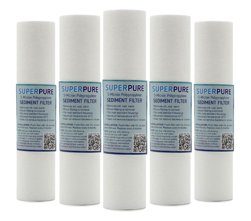 SUPERPURE 10 inch Sediment Water Filter Replacement Cartridge (5-Pack)