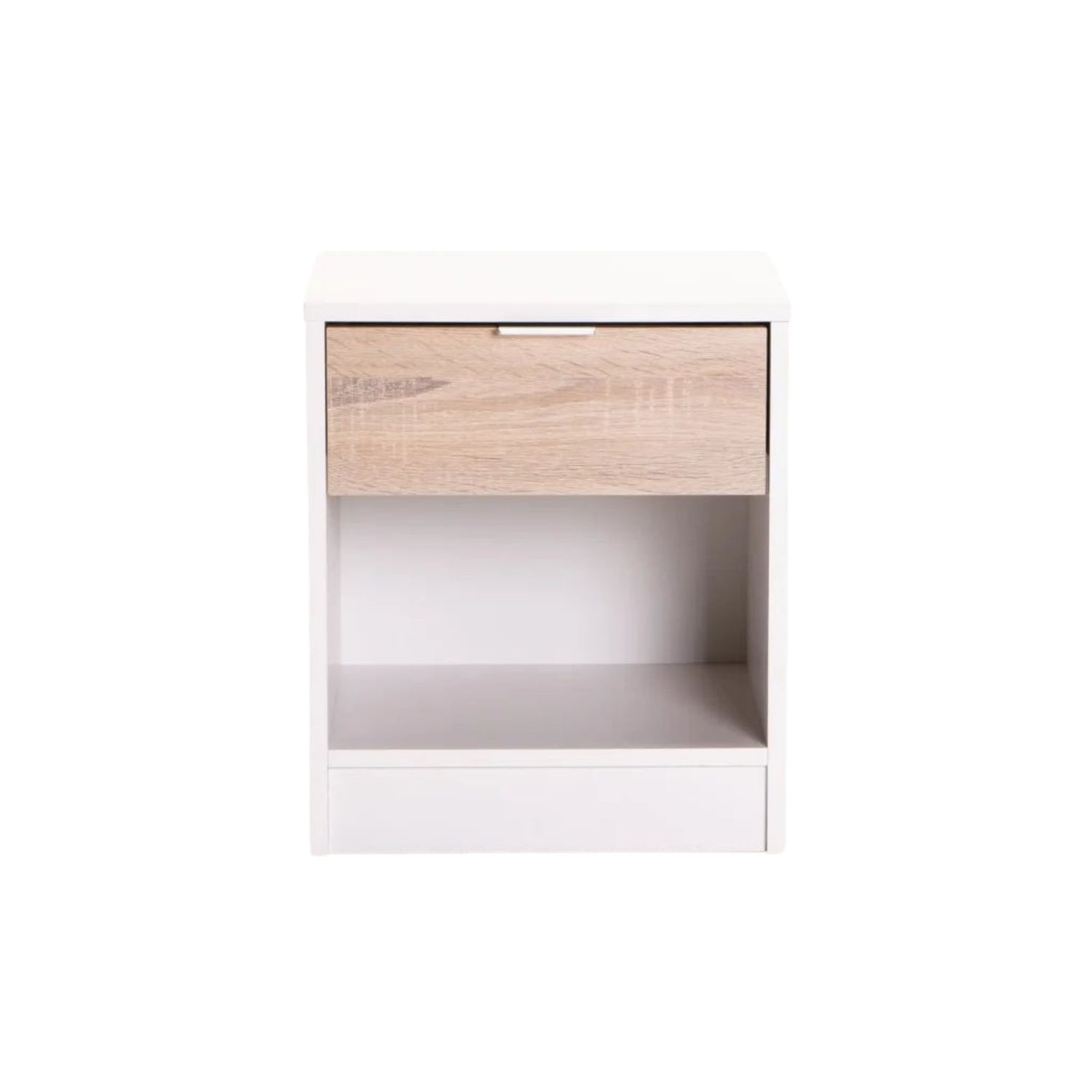 1 Drawer Pedestal Bedside Table - White/Light Oak