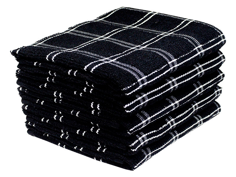 Bunty's Kitchen Towel - Design 2452 - 040x060cms - (05 Pc Pack) - Checks - Jet Black