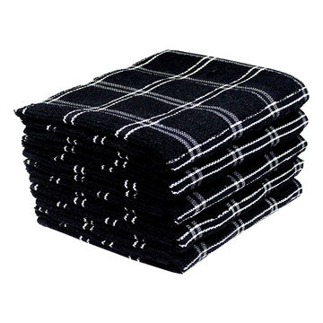 Bunty's Kitchen Towel - Design 2452 - 040x060cms - (05 Pc Pack) - Checks - Jet Black