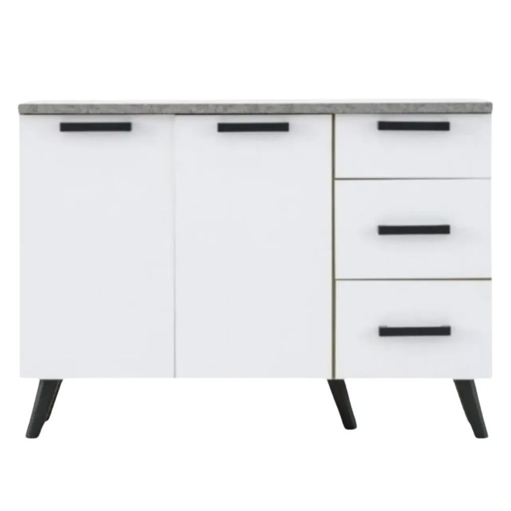 1200 mm Kitchen Base Cabinet – Oak & Snow White Storage Unit with Cupboards & Drawers