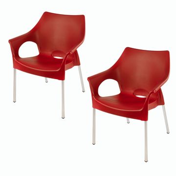 Dublin Café Chair/Patio Chair/ Garden Chair / Stacking Chair - RED - Set of 2