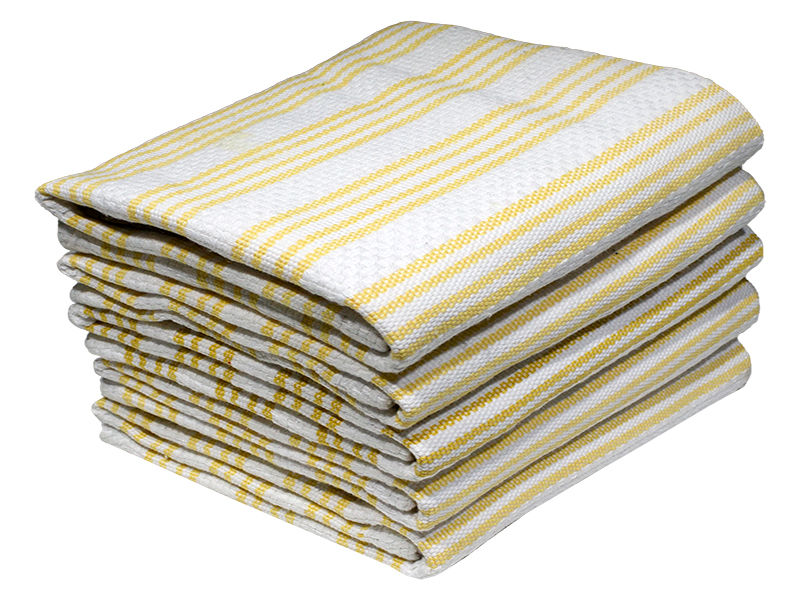 Multipurpose, Easy Fit, Absorbent Kitchen Towel - Design 2584 - 046x070cms - (05 Pc Pack) - Stripes - Blazing Yellow