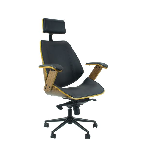 Everfurn Cleo Bent Wood High Back Office Chair with Adjustable Armrest
