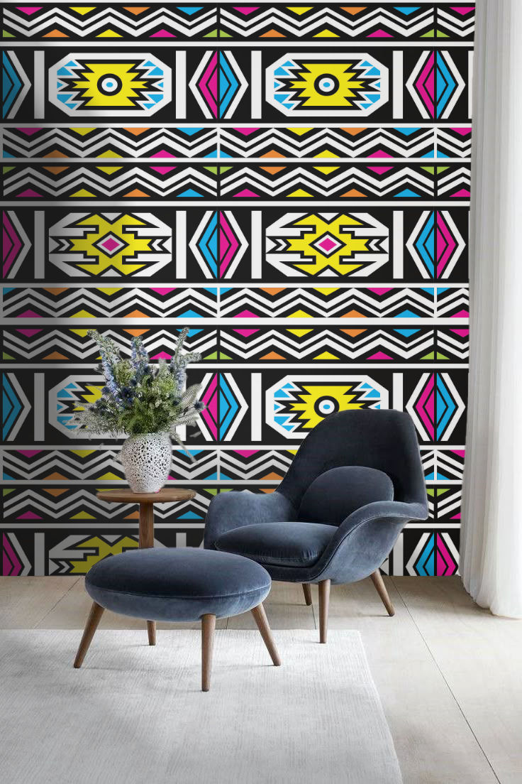 MoTSO DeSIGNED Ndebele African Print Wallpaper Pink