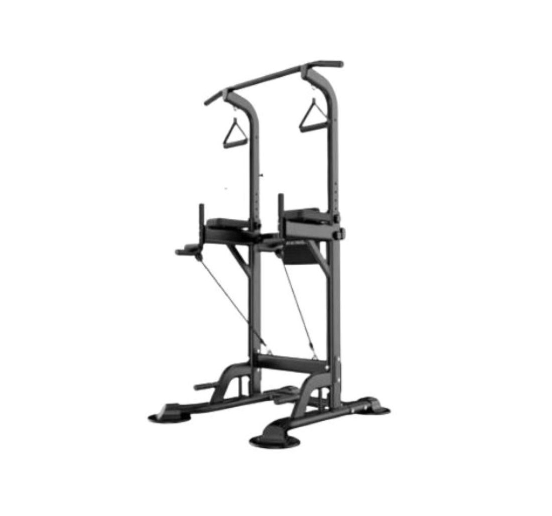 Wall-Mounted Power Tower with Pull-up Bar, Multi-Function Home Gym Equipment, Black