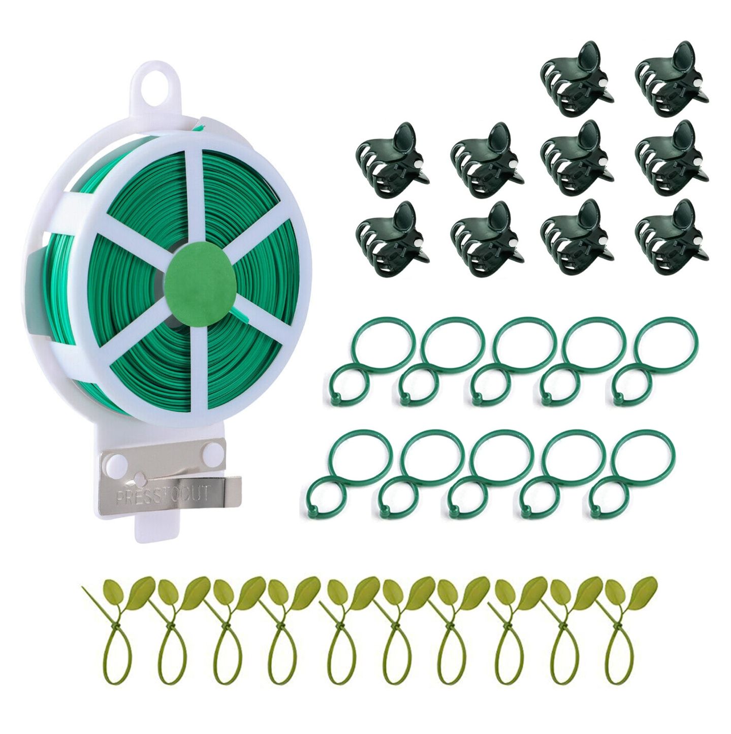31 Pcs Plant Tie Clip Set Garden Support Zip Cable Green Twist with Cutter