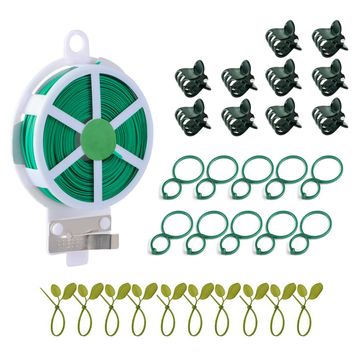 31 Pcs Plant Tie Clip Set Garden Support Zip Cable Green Twist with Cutter