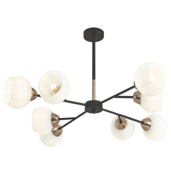 Metal Chandelier with Alabaster Glass