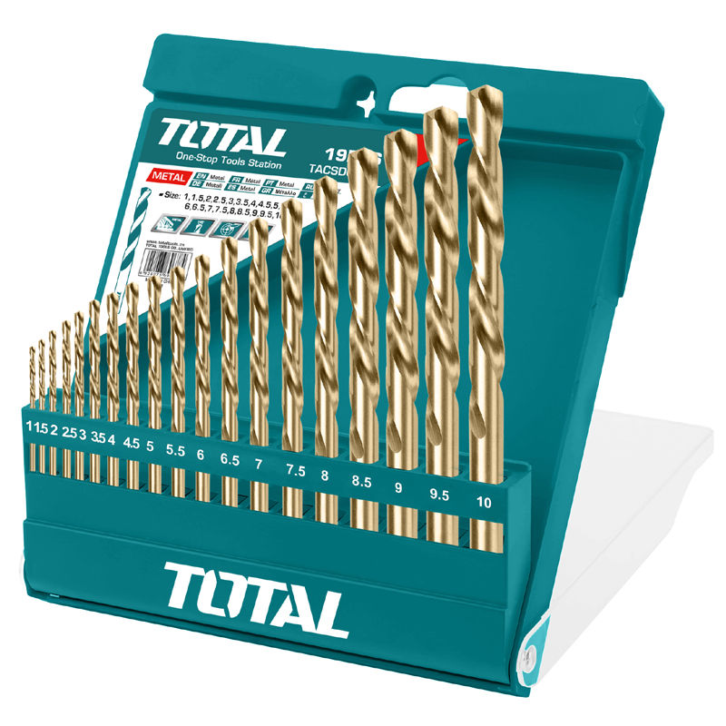 Total Tools 19Pcs HSS Twist Drill Bits