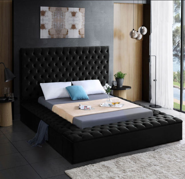 Gretta Storage Sleigh Bed Queen -Black