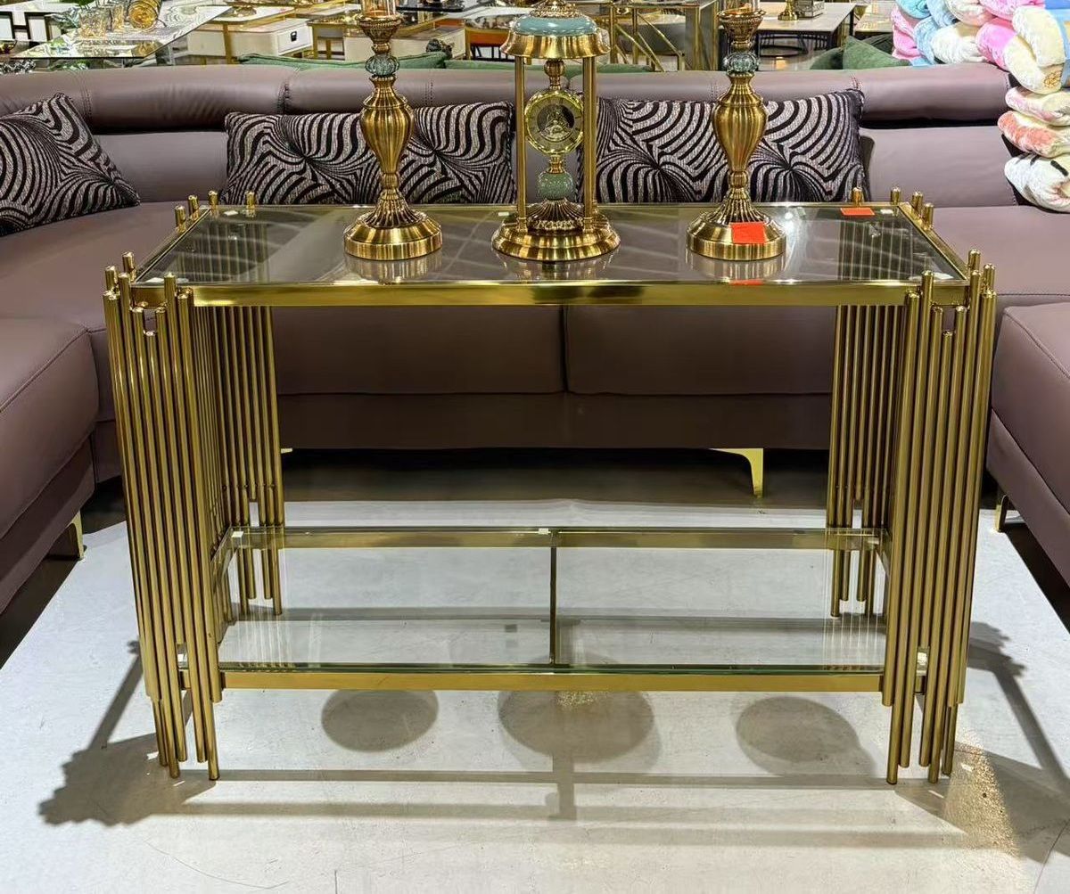 Glass-Gold Console Table