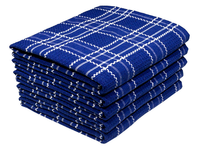 Multipurpose, Easy Fit, Absorbent Kitchen Towel - Design 2610 - 046x70cms - (05 Pc Pack) - Checks - Royal Blue