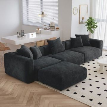 Darel Cordurol L Shape Sofa (Black)