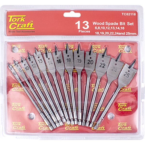 Spade Bit Set 13Pce Double Blister