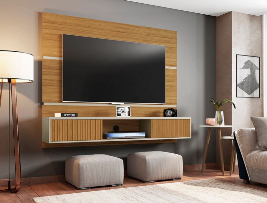Painel Ambar Wall Plasma Stand -Cinnamon/Off White/Rip